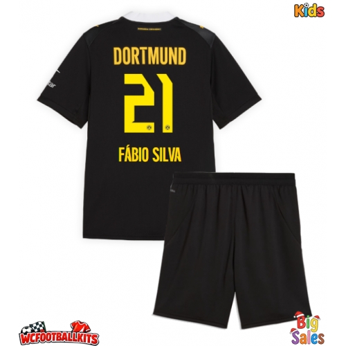 Borussia Dortmund Fabio Silva #21 Replica Away Stadium Kit for Kids 2026-27 Short Sleeve (+ pants)